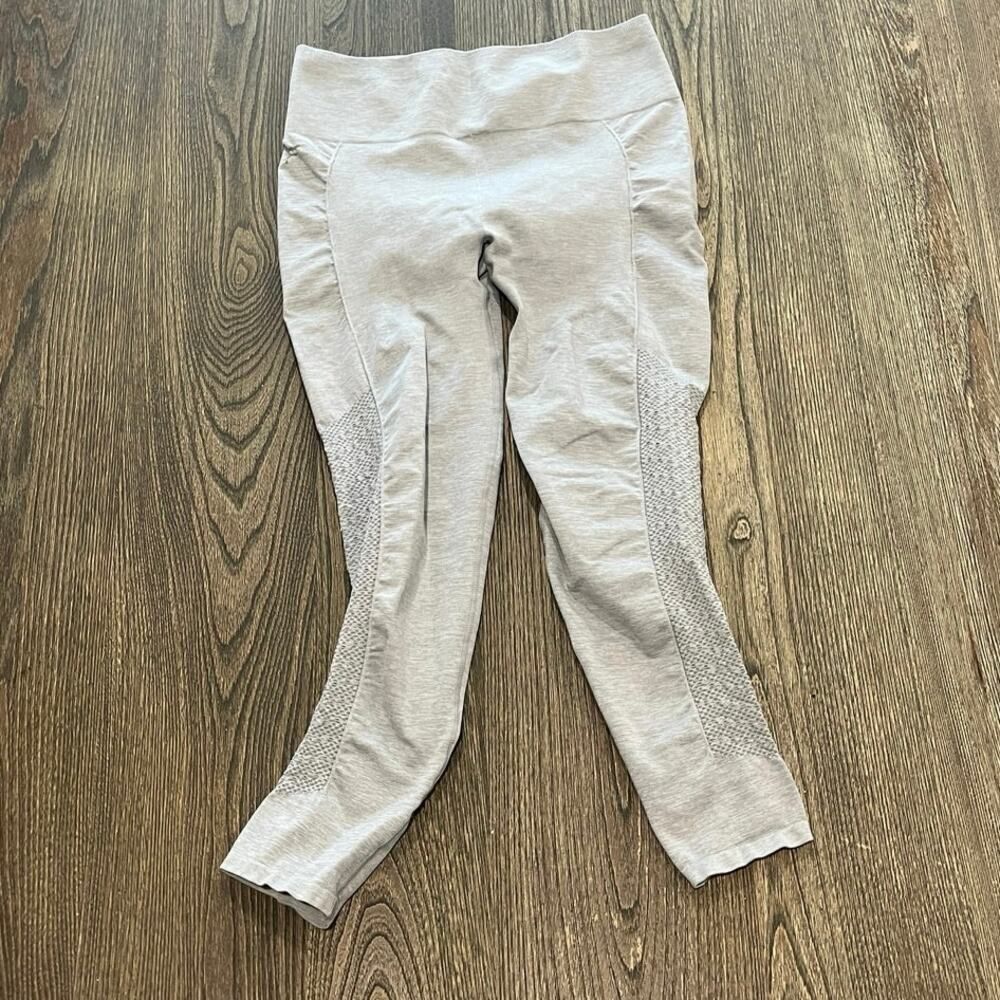 Fabletics Womens Capri Leggings Wide Waistband Mid Rise Pull-On Gray Size M